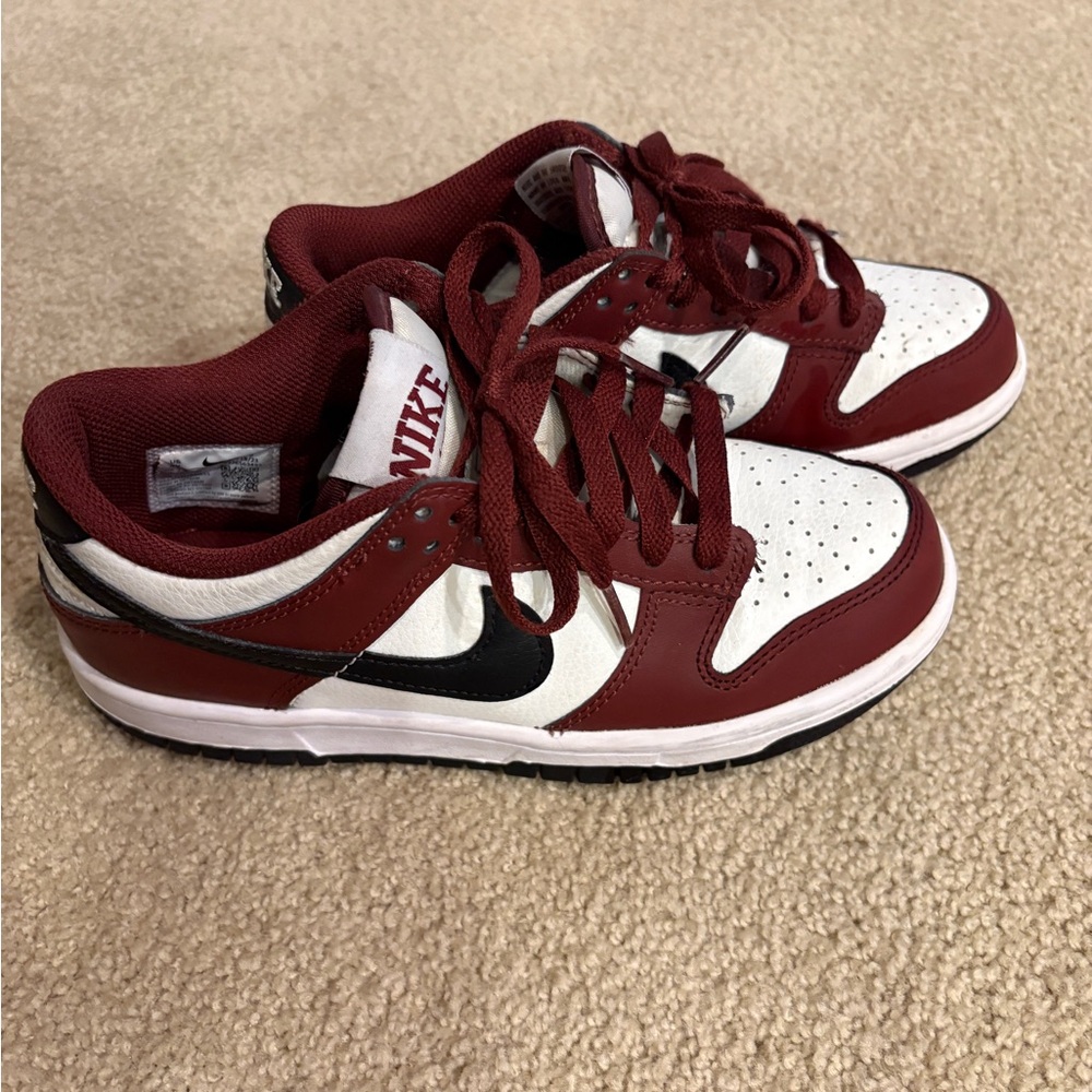 Nike Kids Burgundy and White Court Borough Low Sneakers